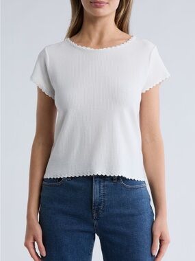 Adrianna Papell Boat Neck Cap Sleeve Seed Stitch Sweater Ivory Small NWT